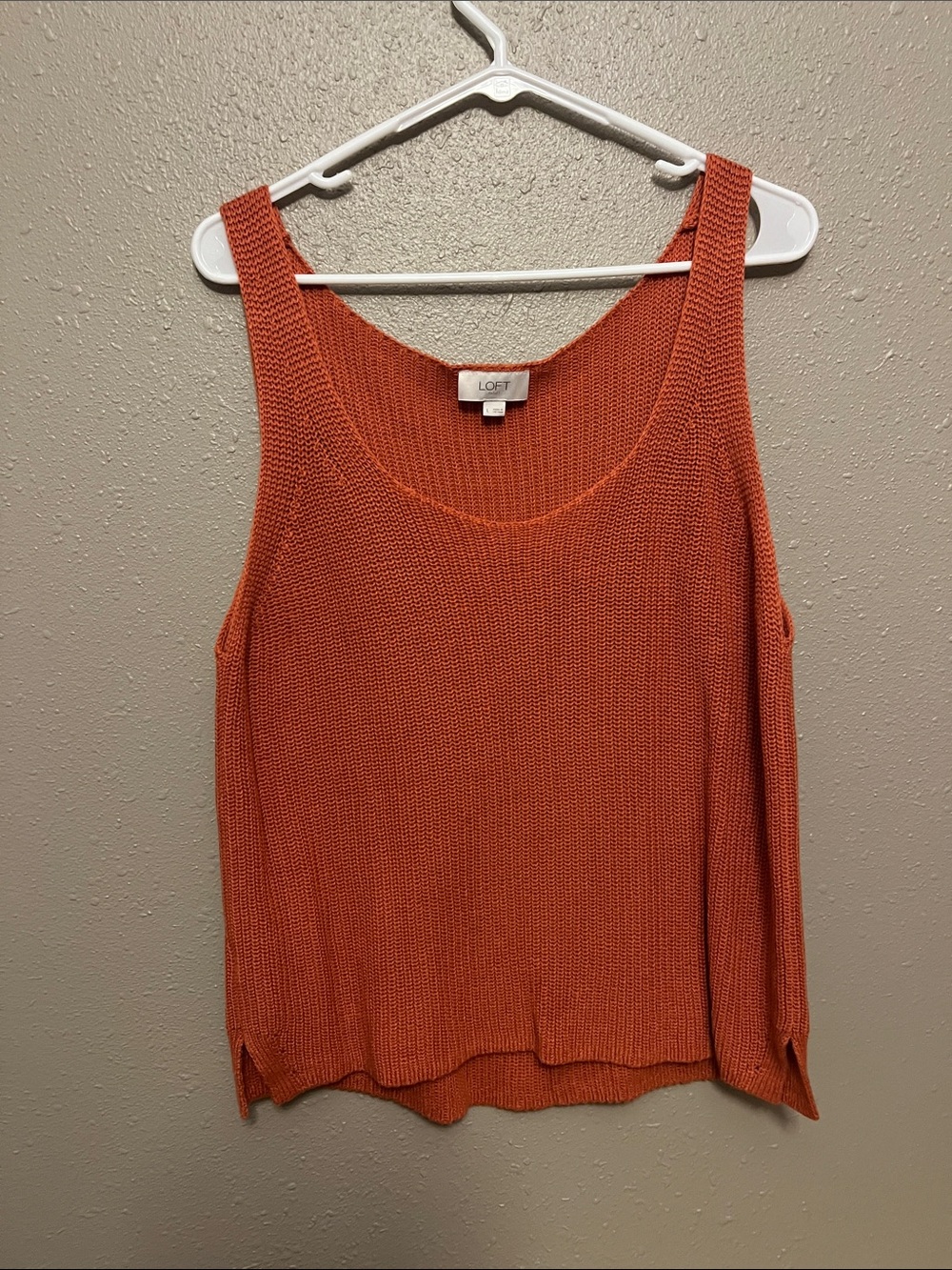 LOFT Orange Knit Scoop Neck Tank